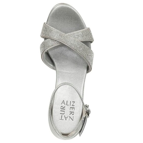 Naturalizer Silver Lizbeth 2 Ankle Strap Dress Heels Women's Size 9.5W New - Picture 3 of 6